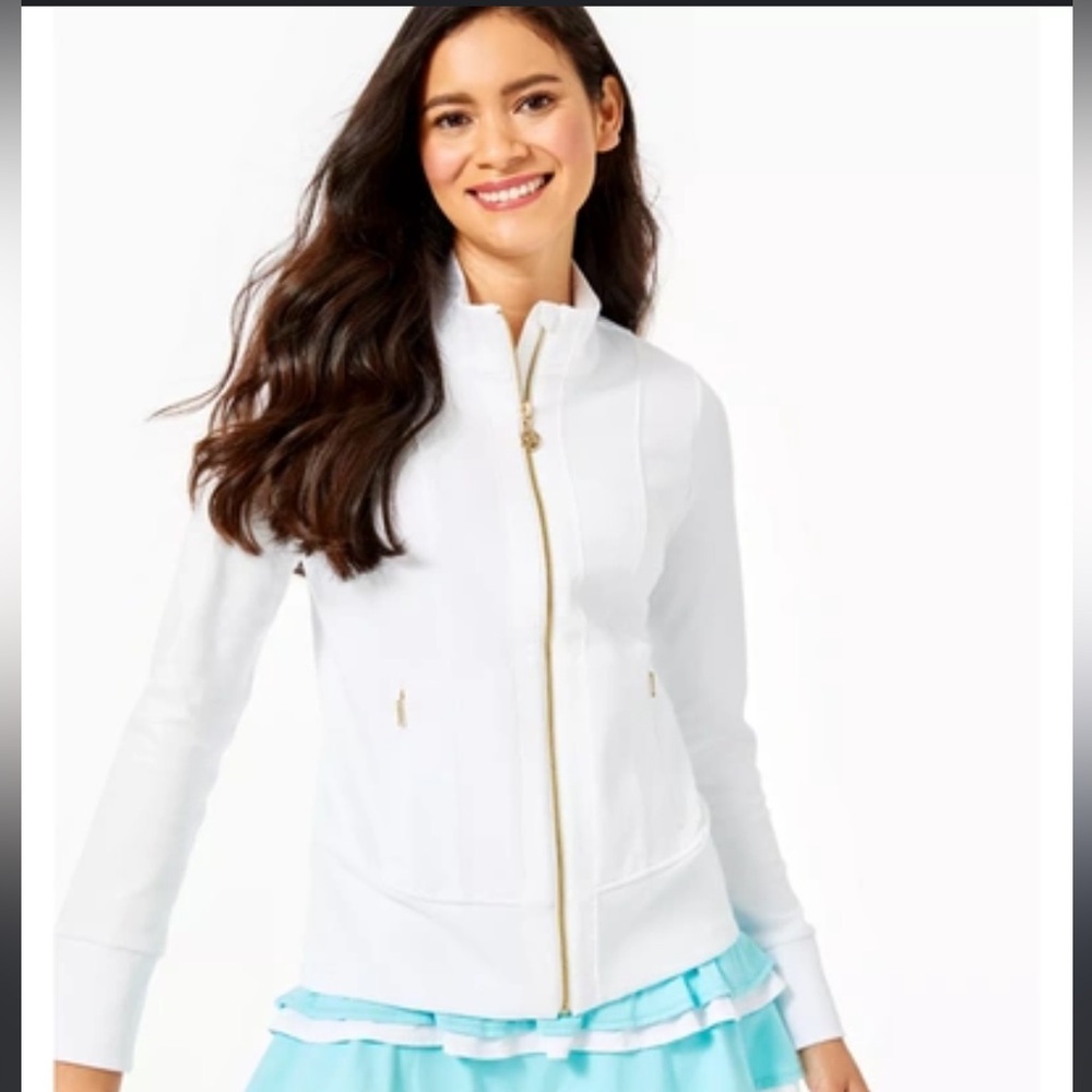 Lilly Pulitzer Luxletic Zip Front Jacket Resort White Large